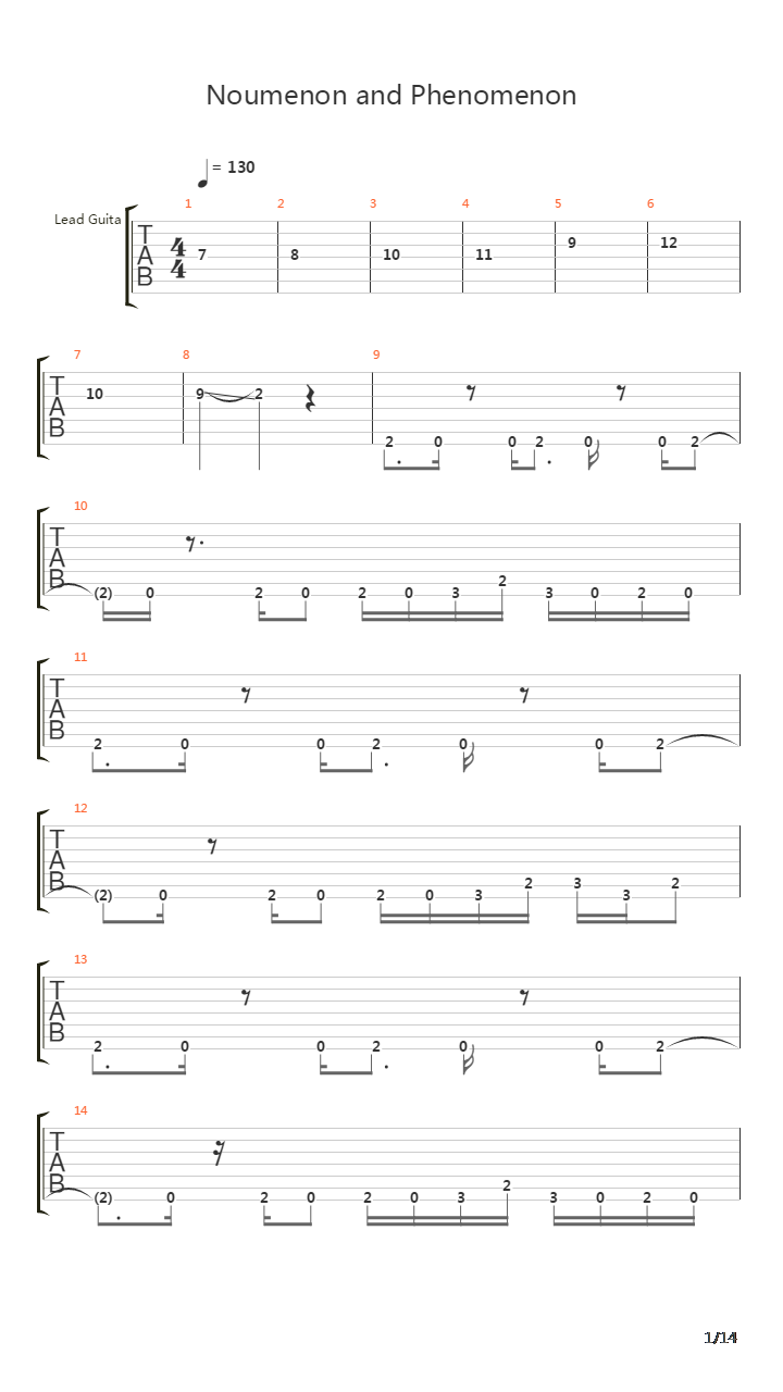 Noumenon And Phenomenon吉他谱