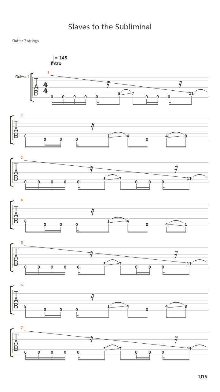 Slaves To The Subliminal吉他谱