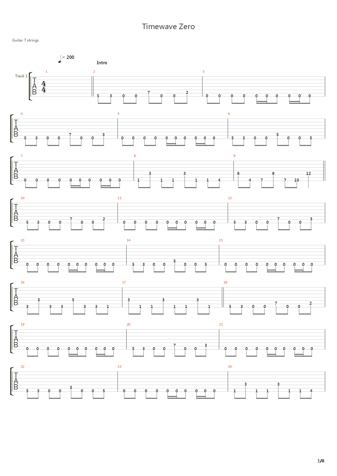 Timewave Zero吉他谱