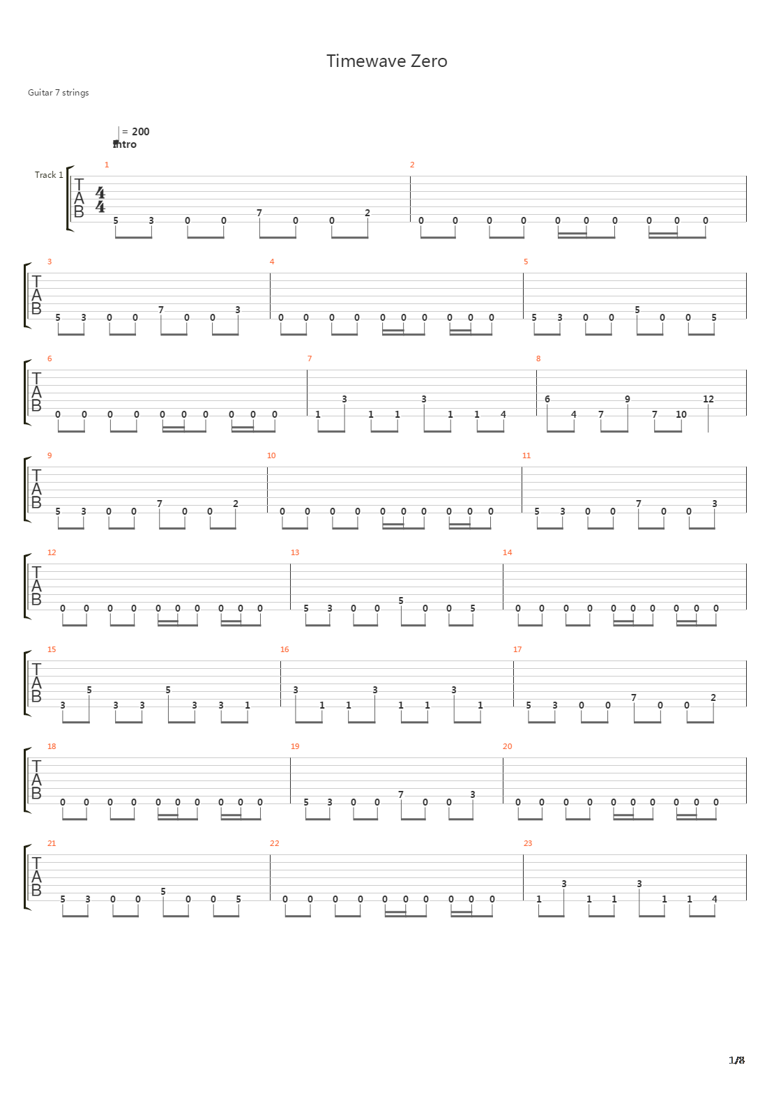 Timewave Zero吉他谱