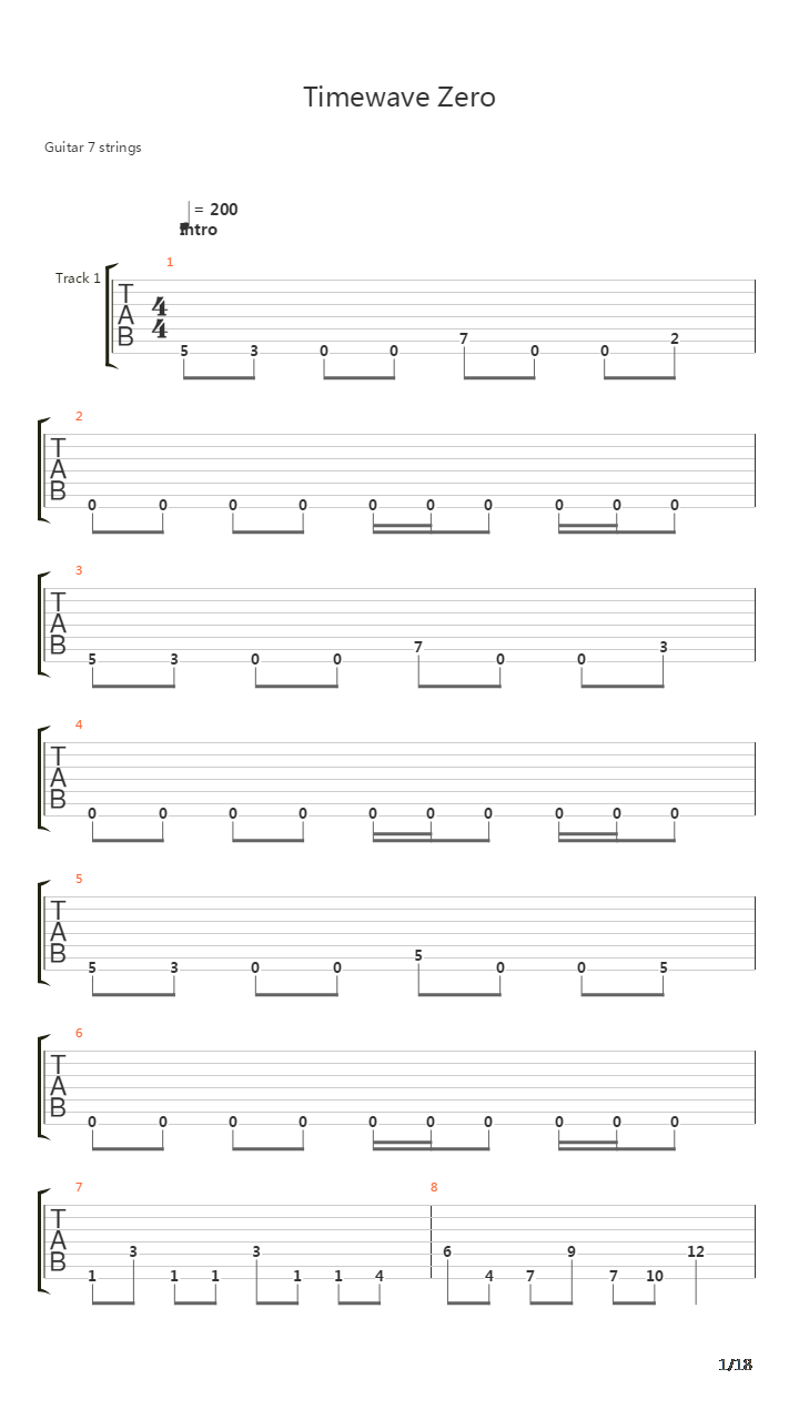 Timewave Zero吉他谱