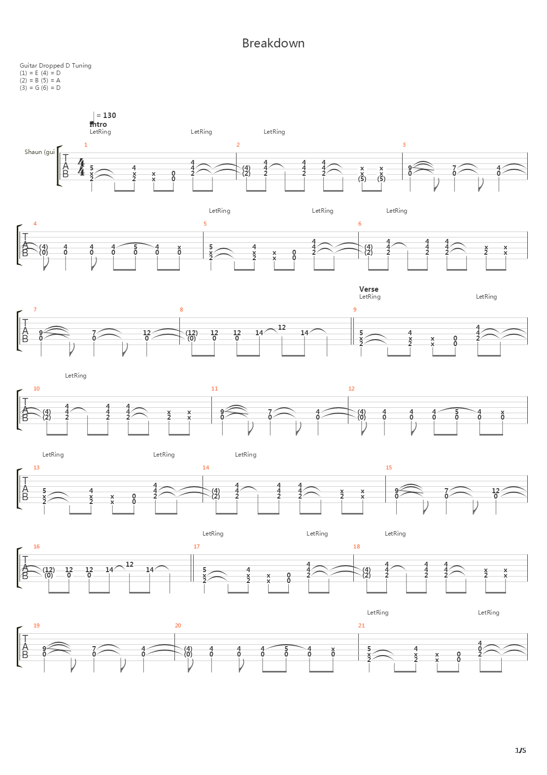 Breakdown吉他谱