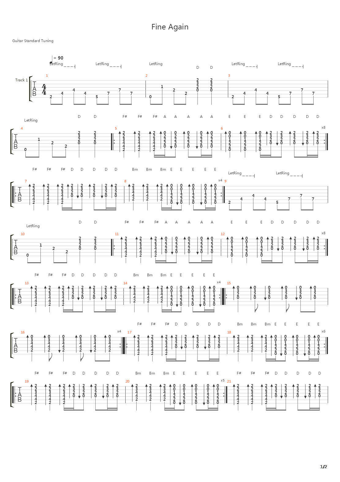 Fine Again吉他谱