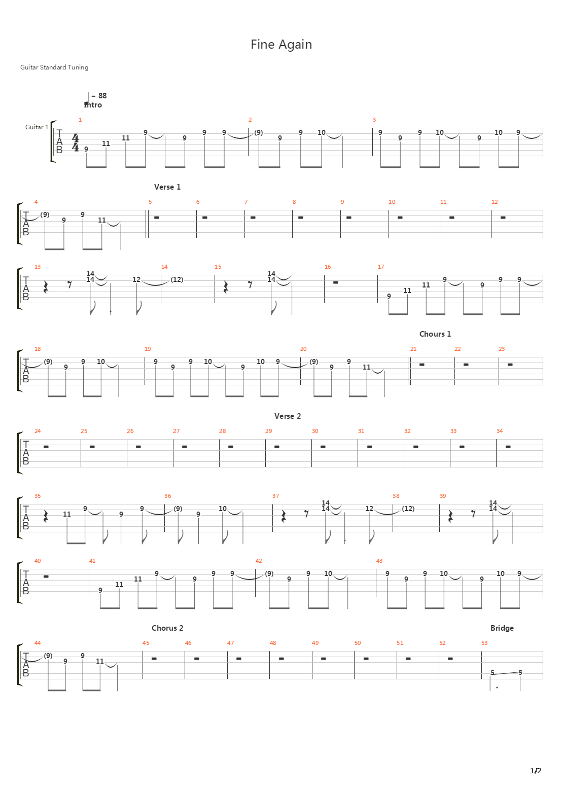 Fine Again吉他谱