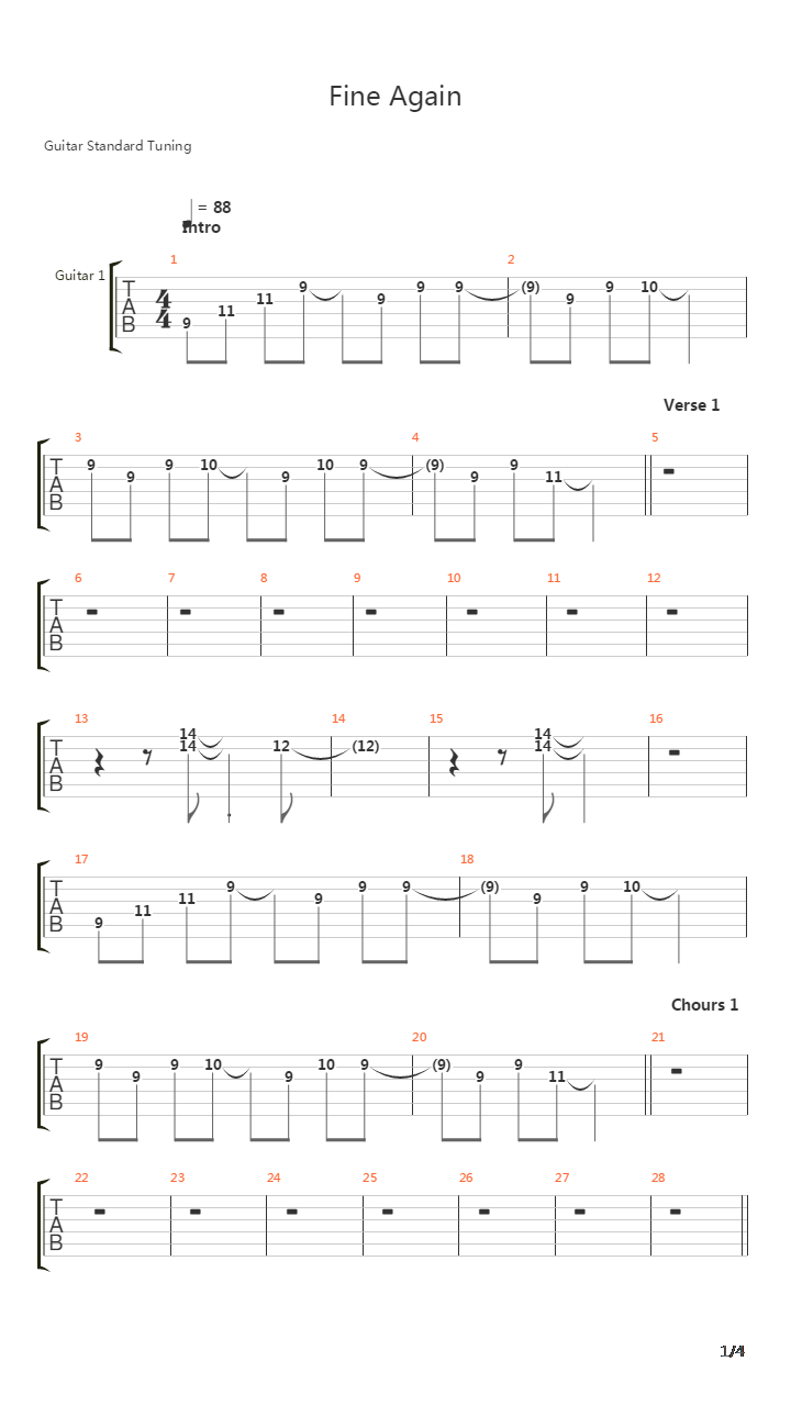 Fine Again吉他谱