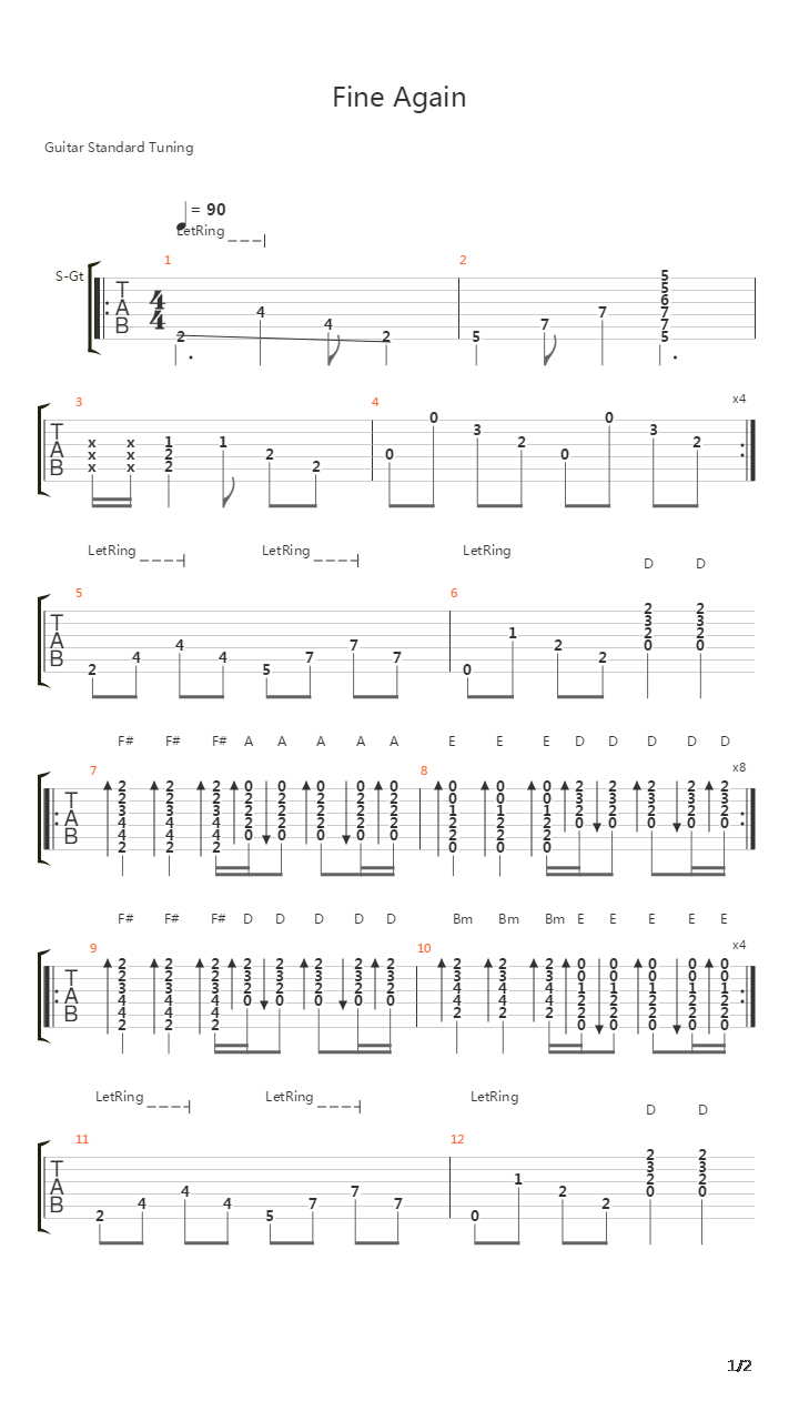 Fine Again吉他谱