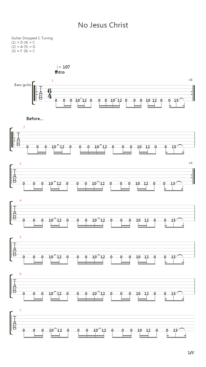 No Jesus Christ吉他谱