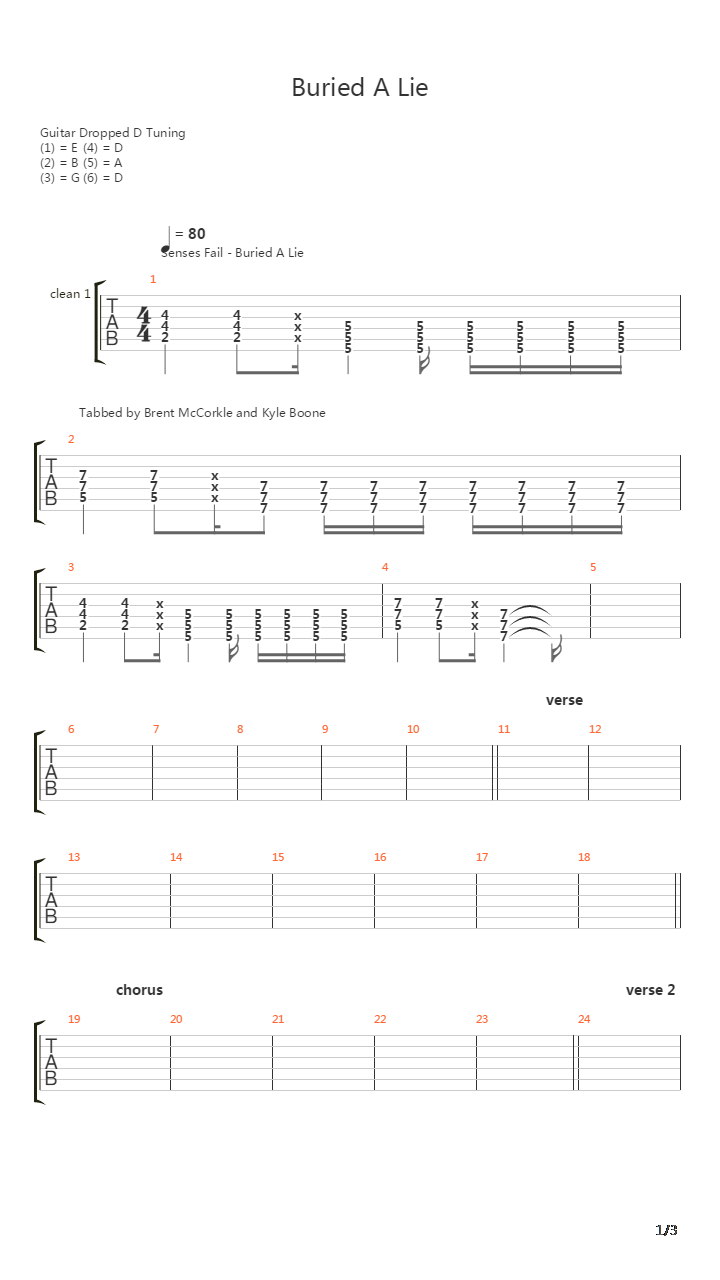 Buried A Lie吉他谱