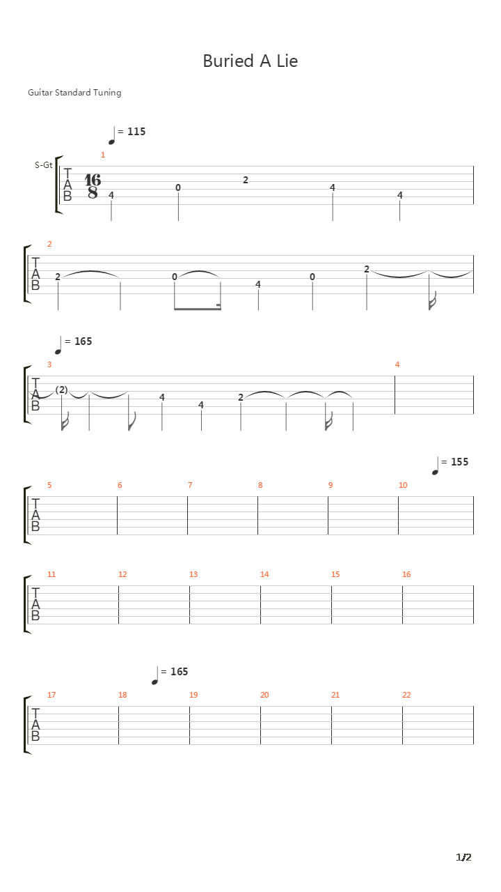Buried A Lie吉他谱