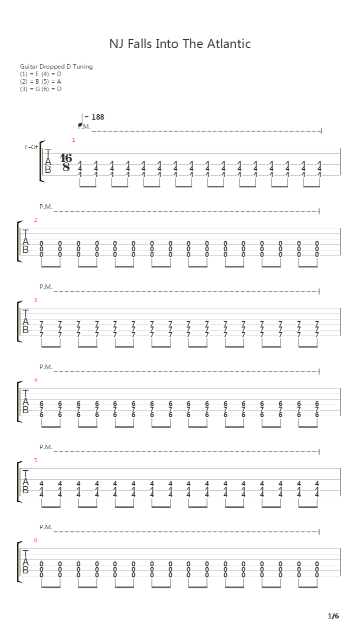 Nj Falls Into The Atlantic吉他谱