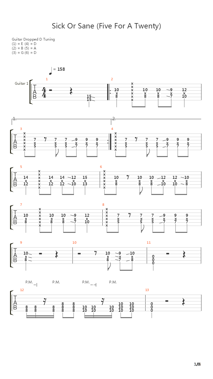 Sick Or Sane Fifty For A Twenty吉他谱