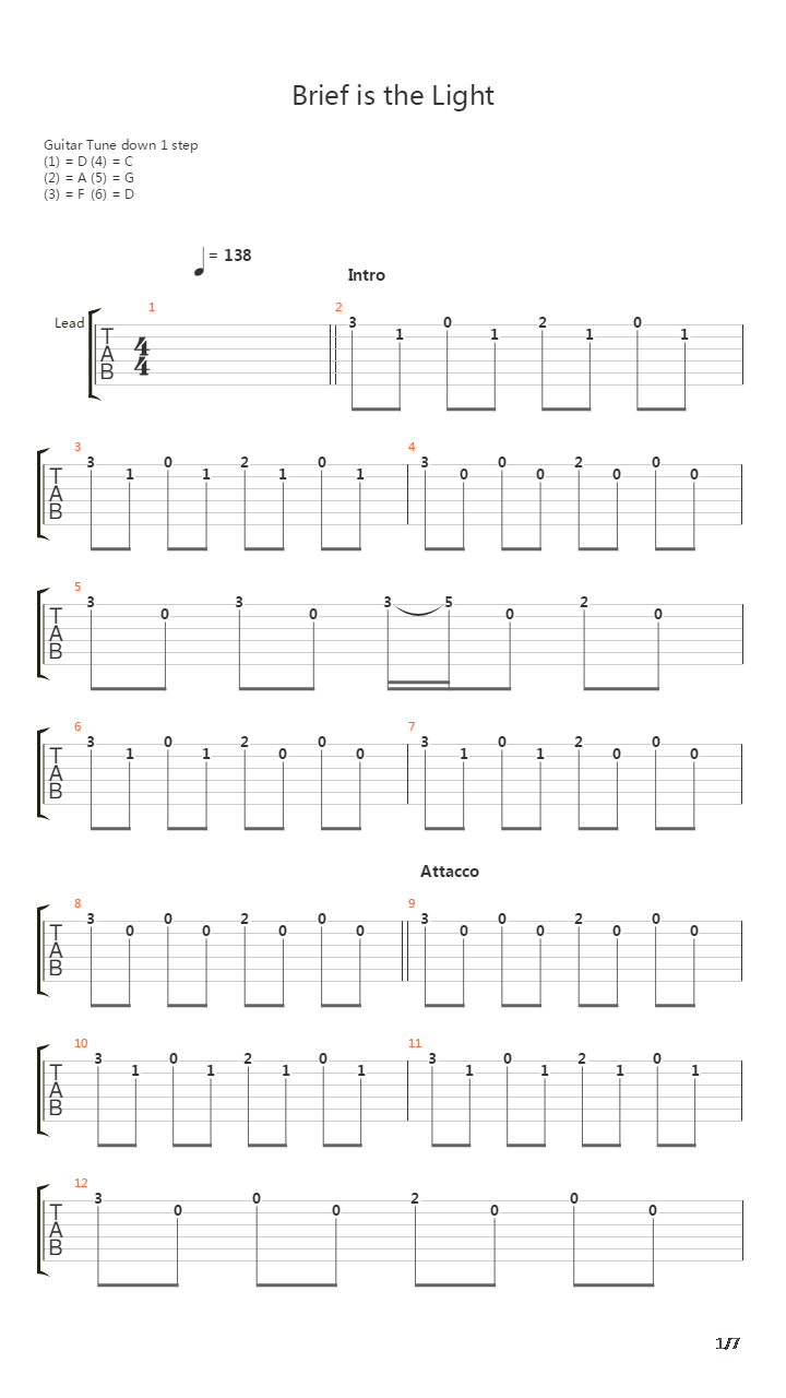Brief Is The Light吉他谱