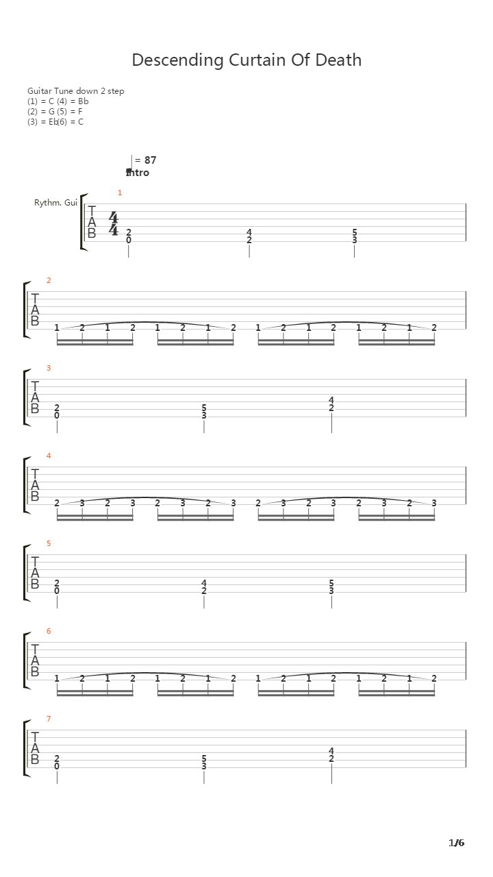 Descending Curtain Of Death吉他谱