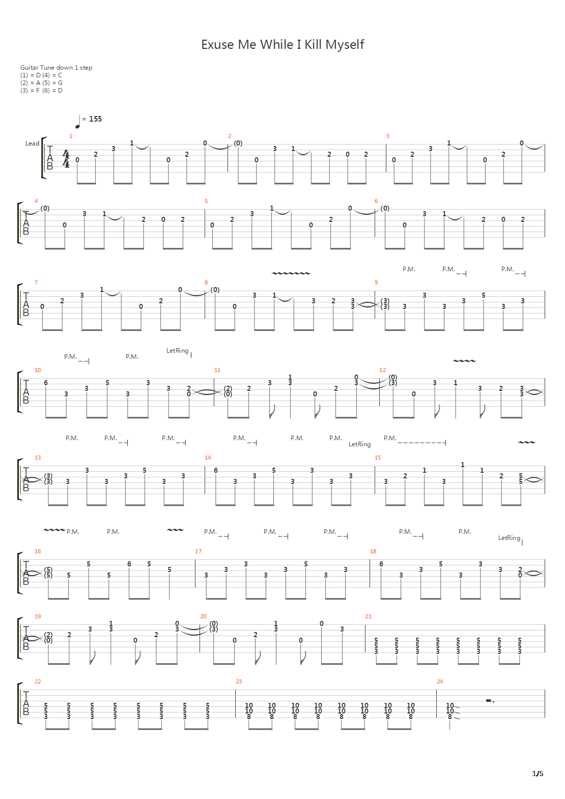 Excuse Me While I Kill My Self吉他谱
