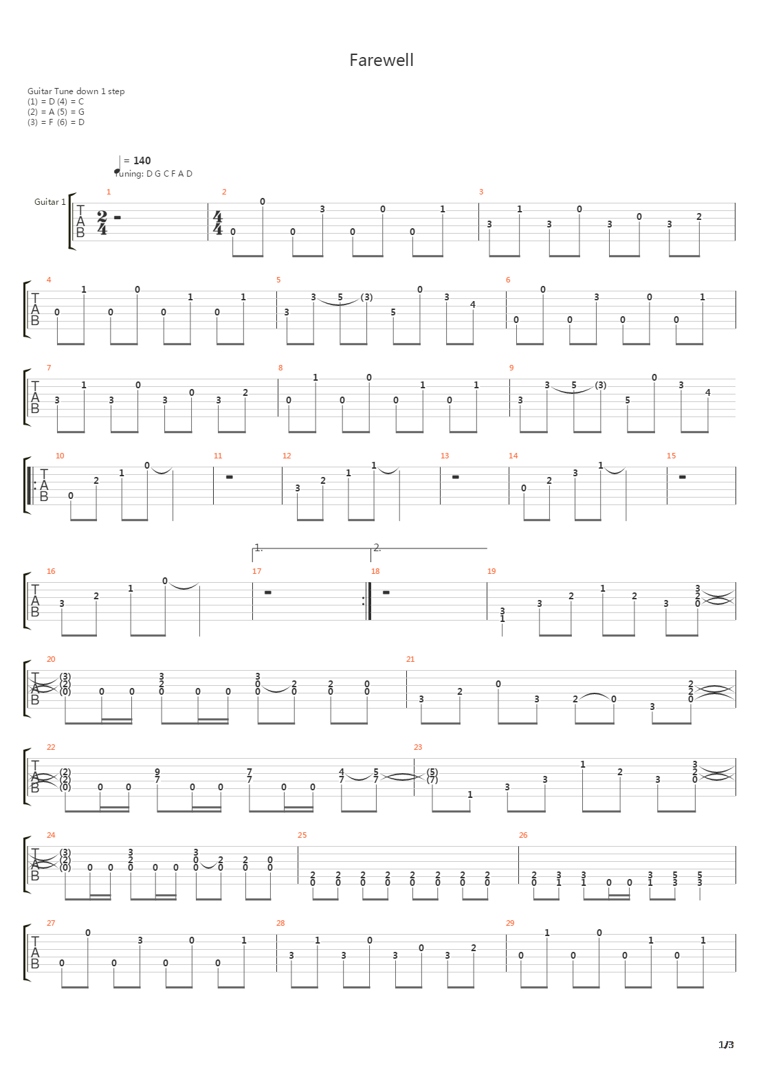 Farewell吉他谱