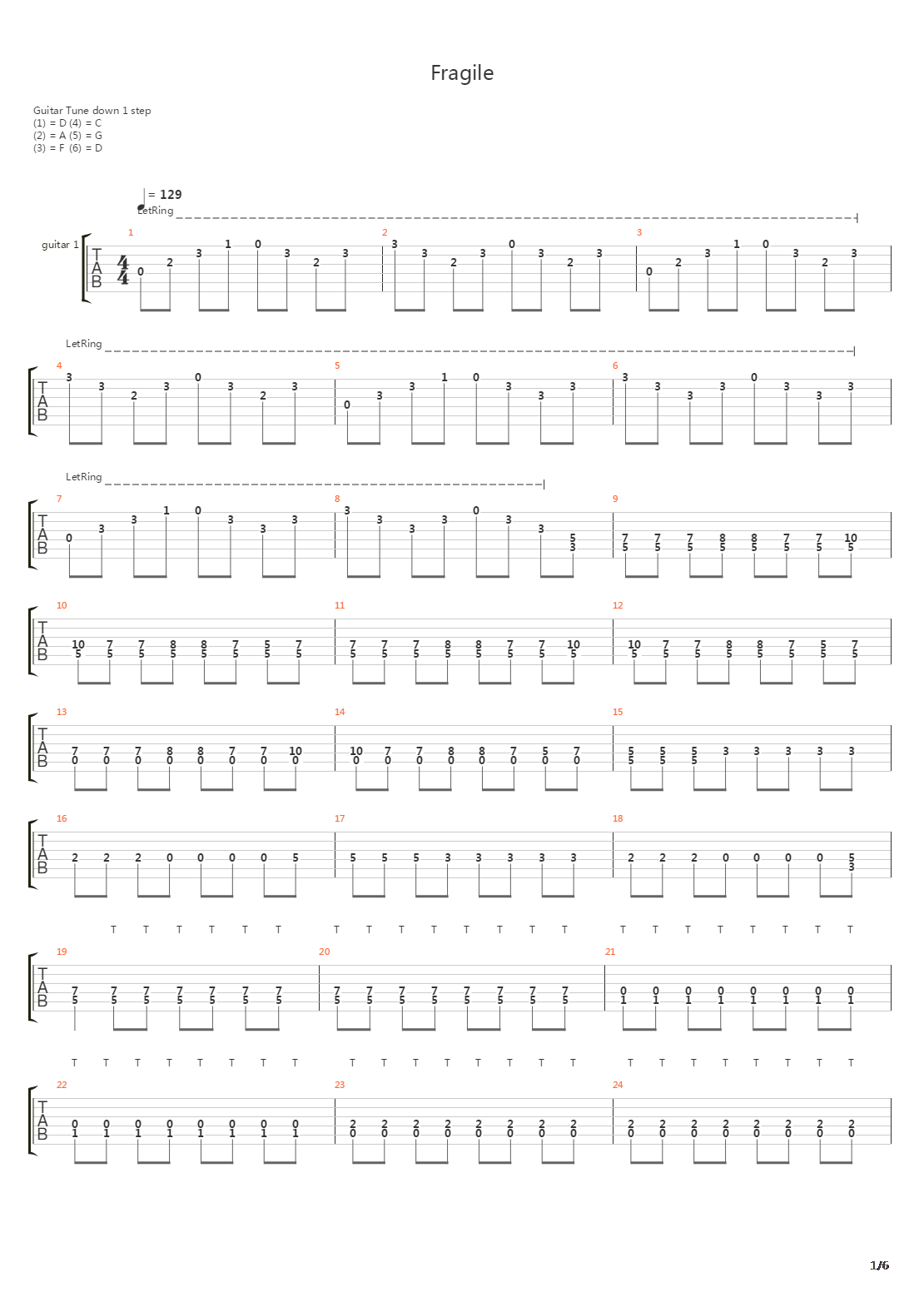 Fragile吉他谱