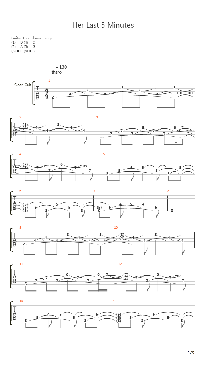 Her Last 5 Minutes吉他谱