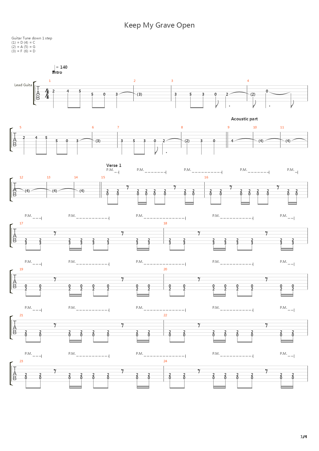 Keep My Grave Open吉他谱