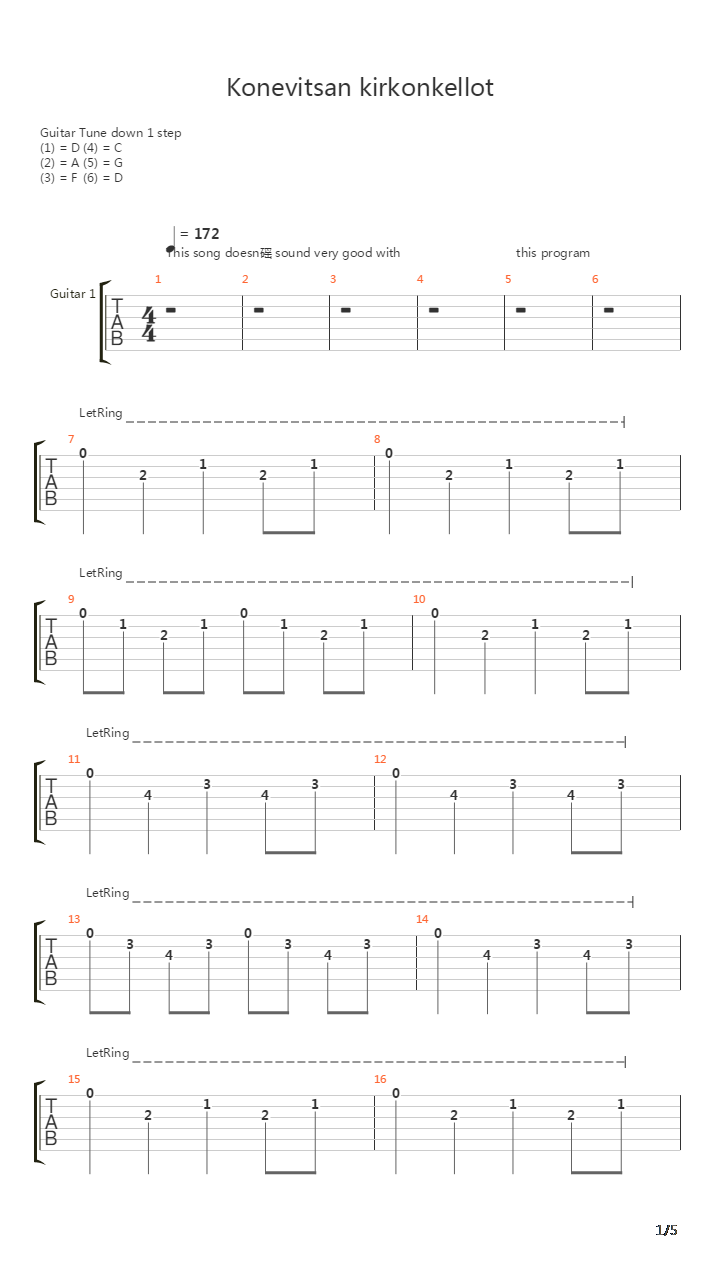 Konevitsan Kirkonkellot吉他谱