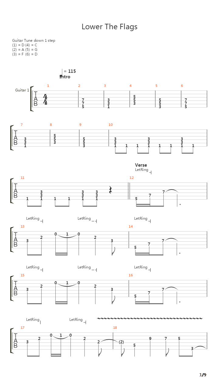 Lower The Flags吉他谱