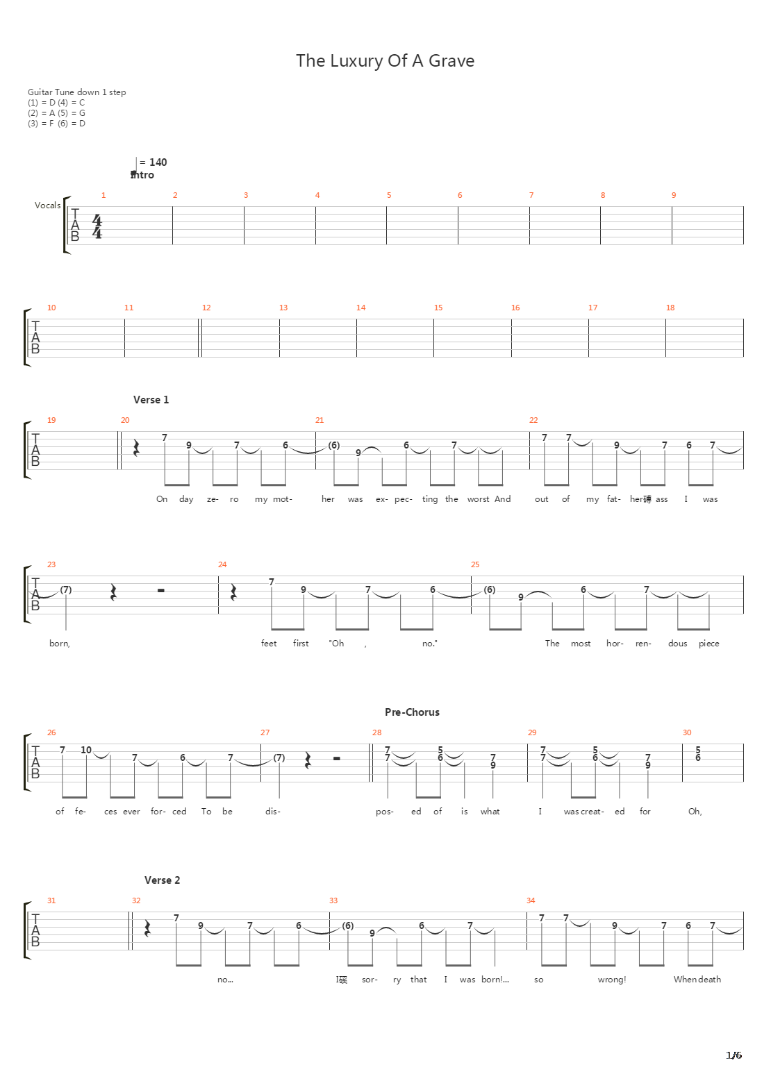 Luxury Of A Grave吉他谱