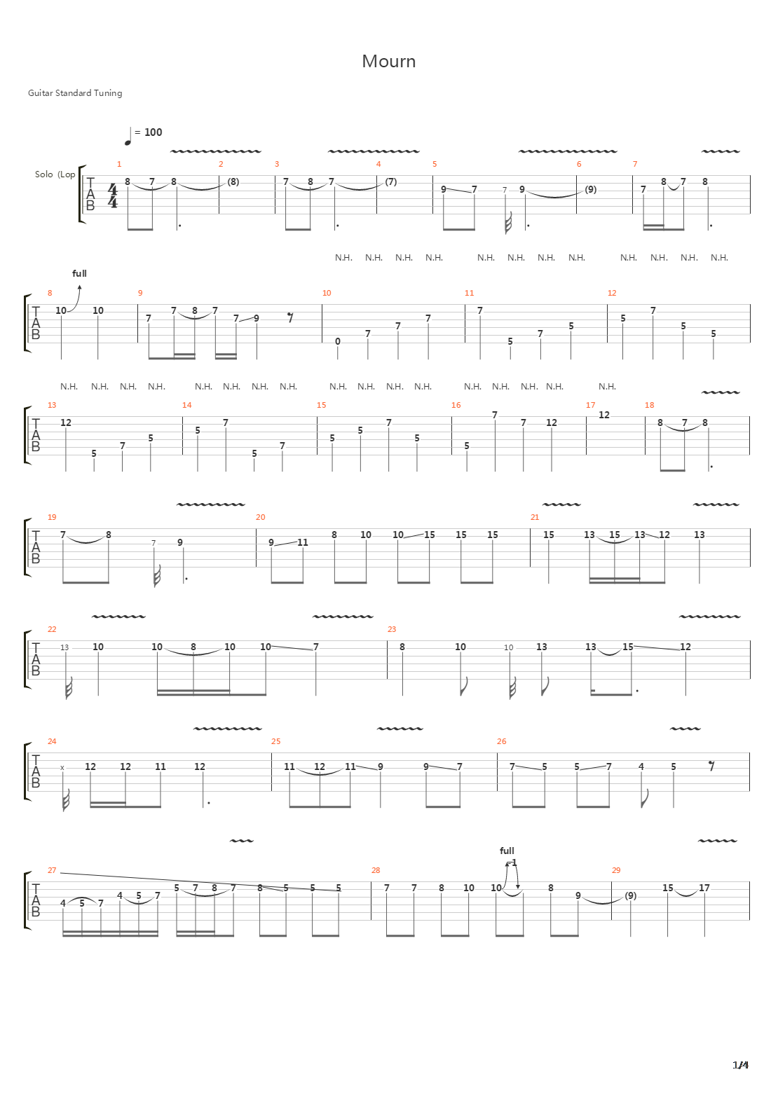 Mourn吉他谱