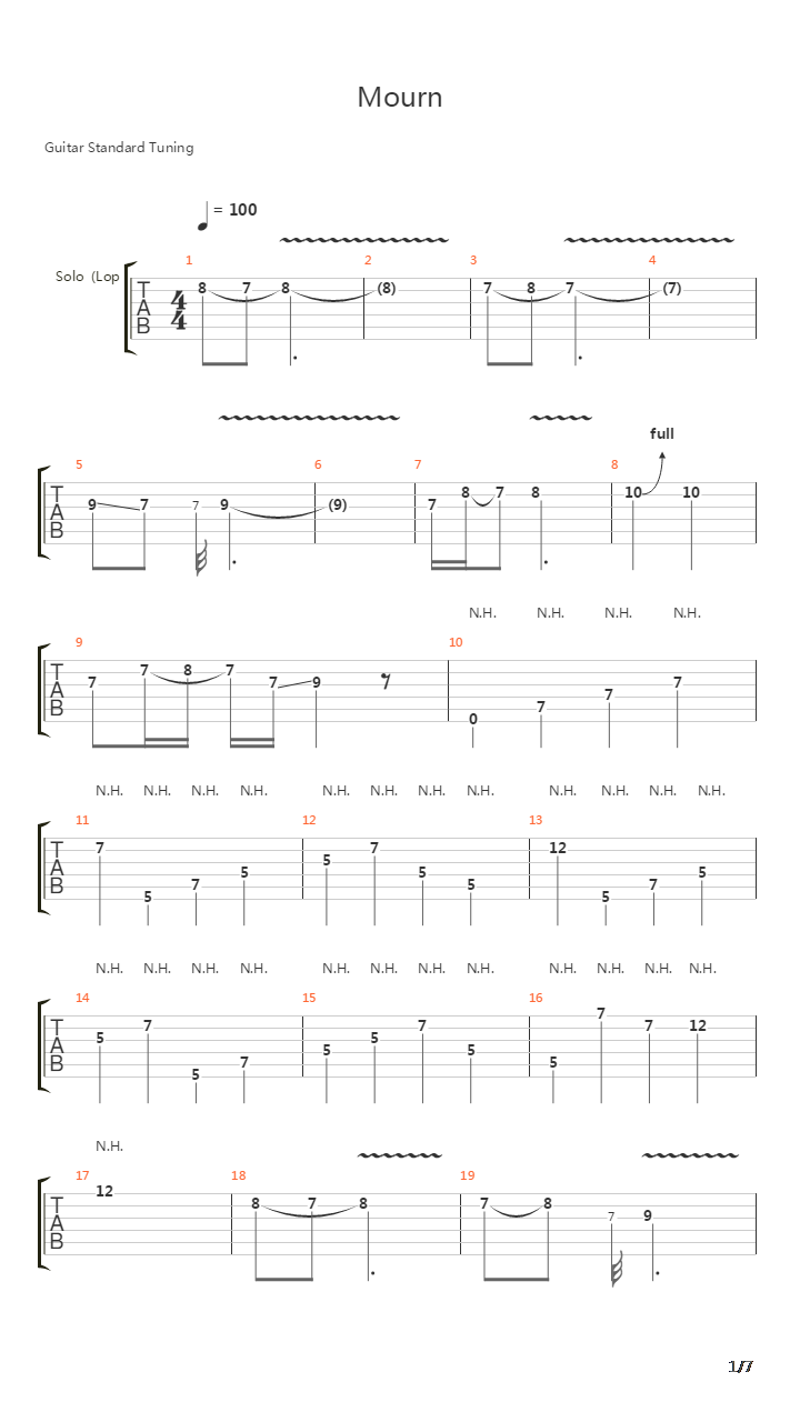Mourn吉他谱