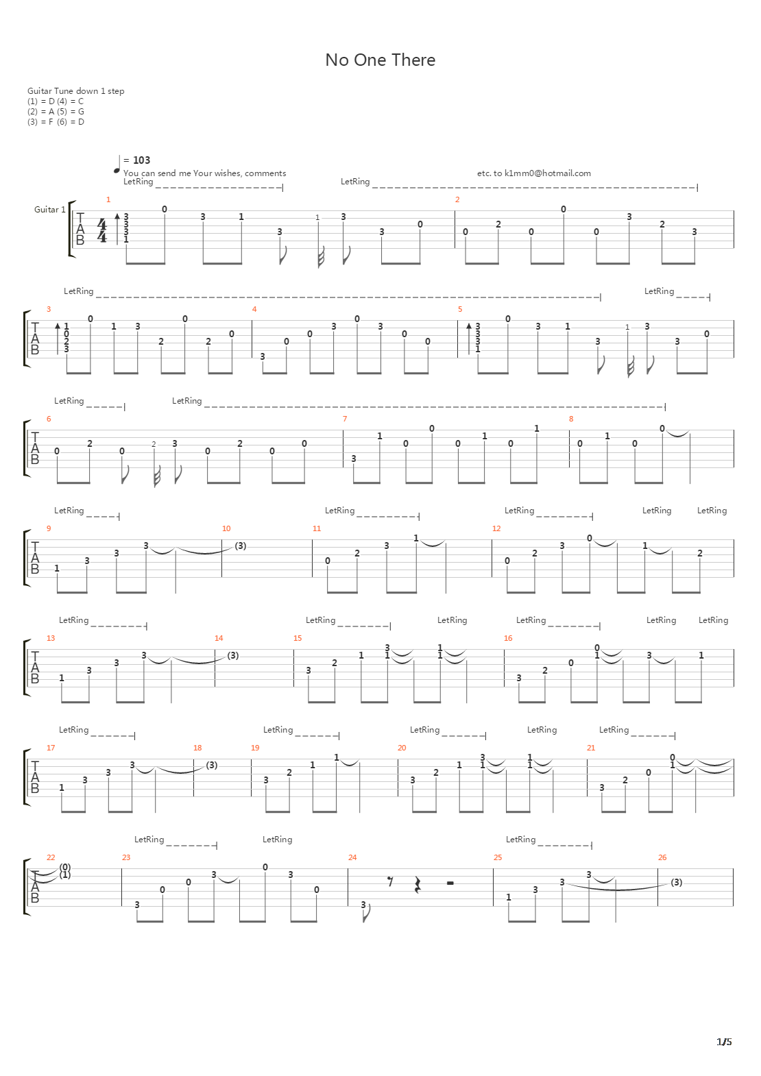 No One There吉他谱