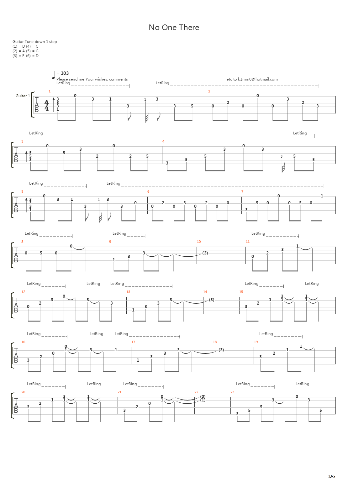 No One There吉他谱