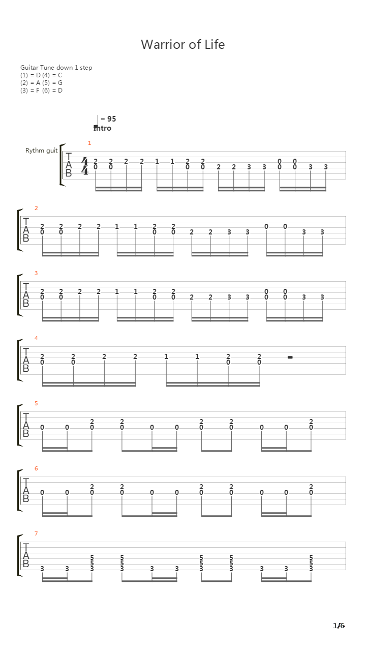 Warrior Of Life吉他谱