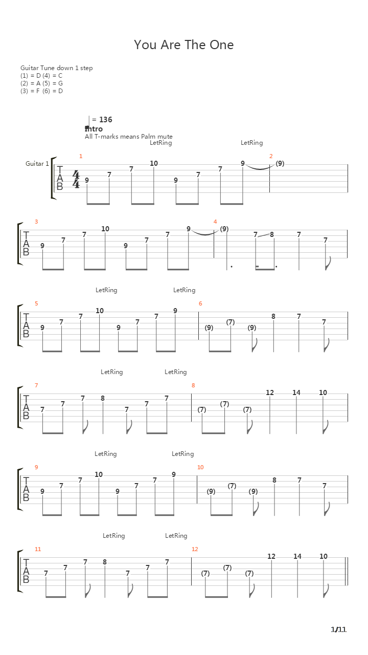 You Are The One吉他谱