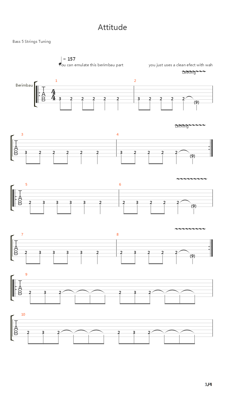 Attitude吉他谱