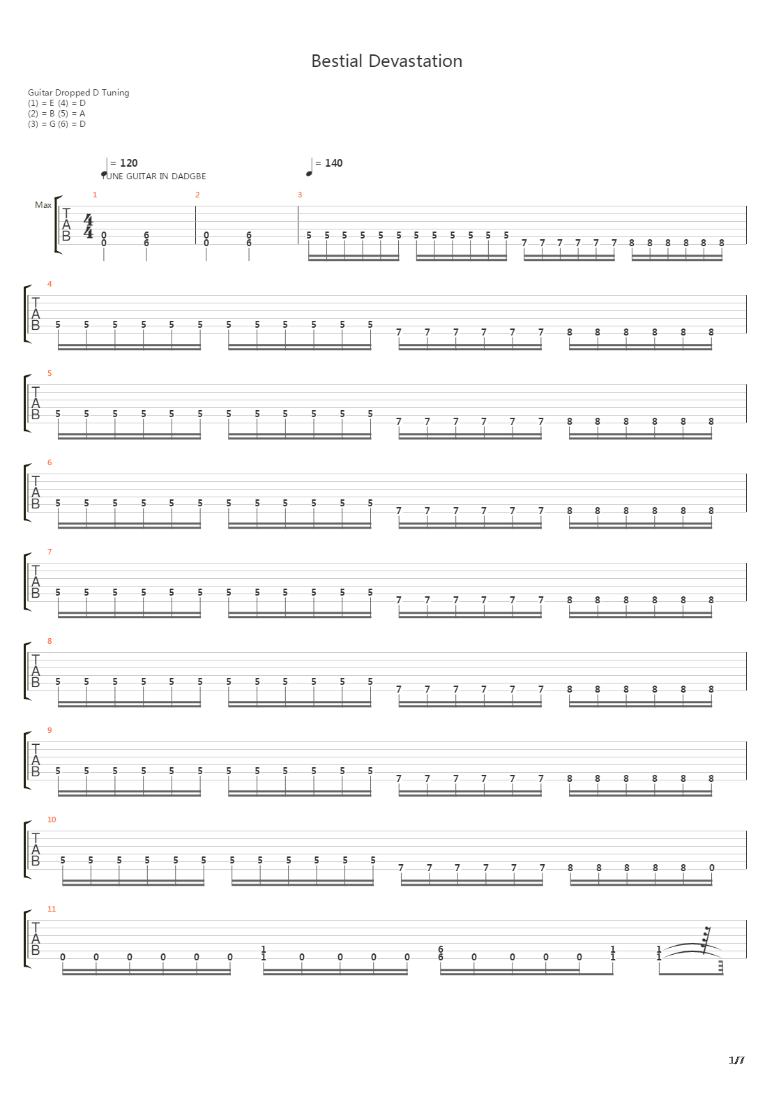 Bestial Devastation吉他谱