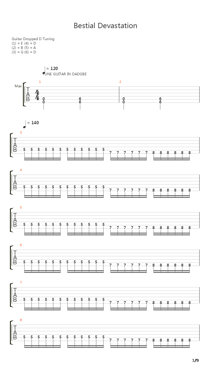 Bestial Devastation吉他谱
