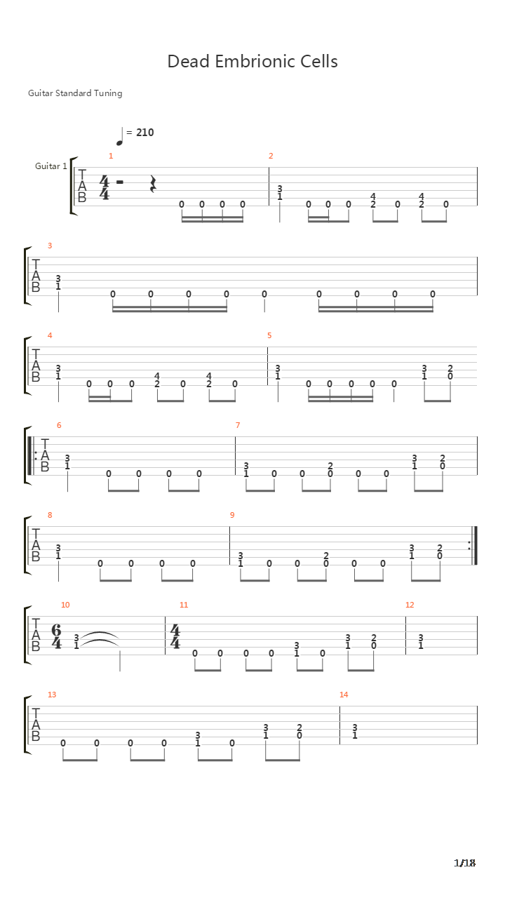 Dead Embrionic Cells吉他谱