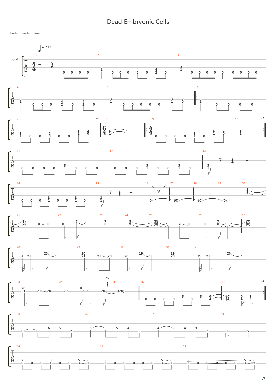Dead Embryonic Cells吉他谱