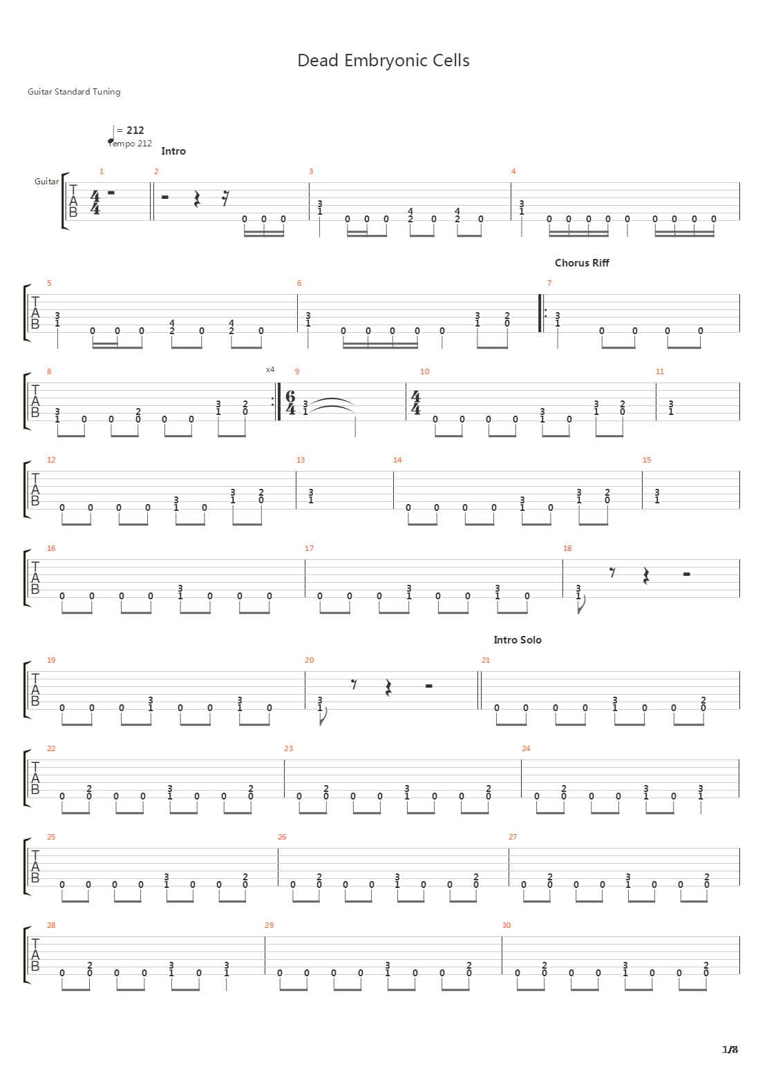 Dead Embryonic Cells吉他谱