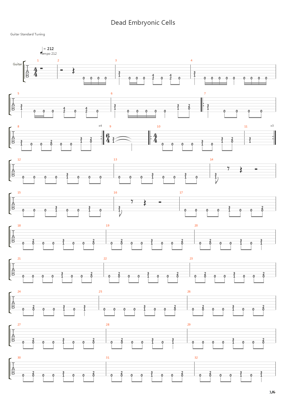 Dead Embryonic Cells吉他谱