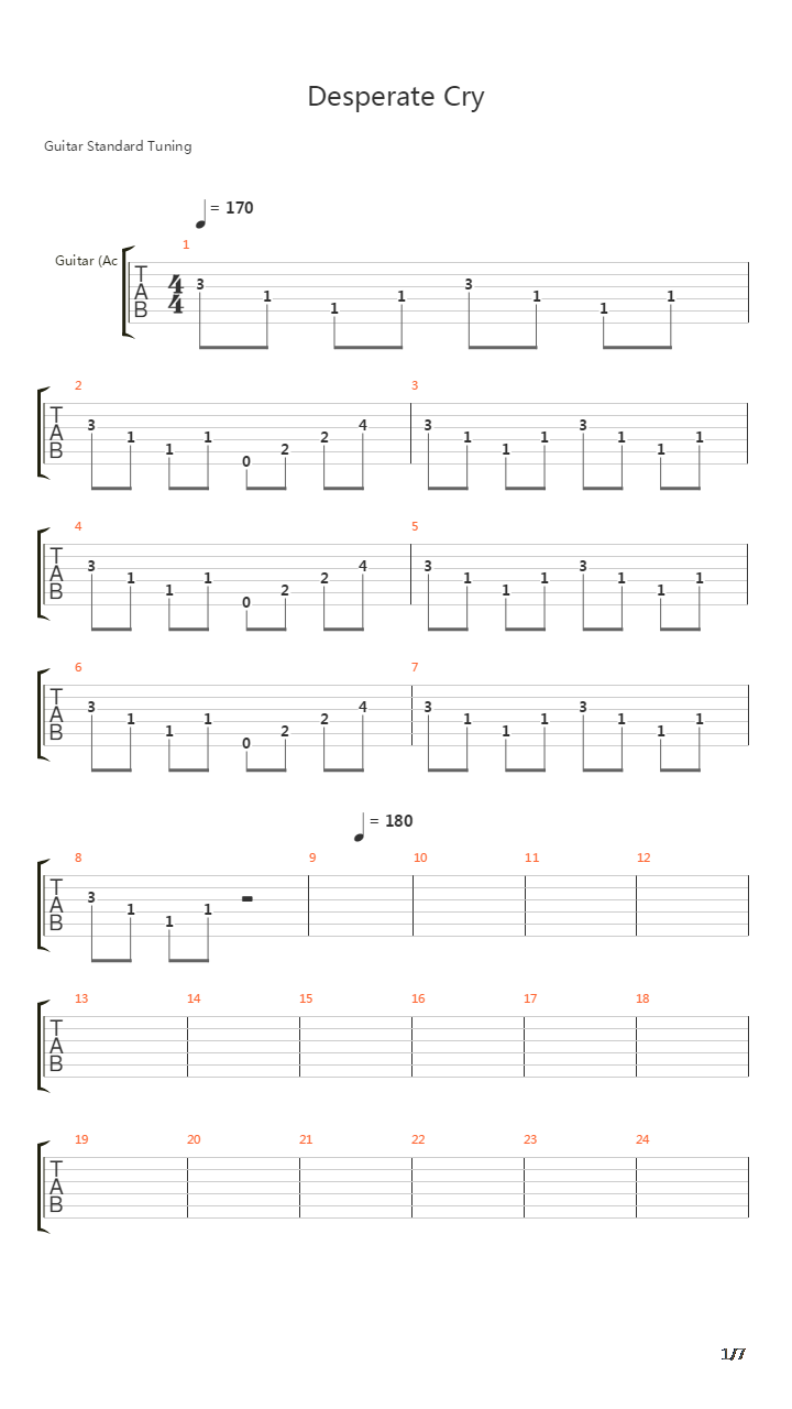 Desperate Cry吉他谱