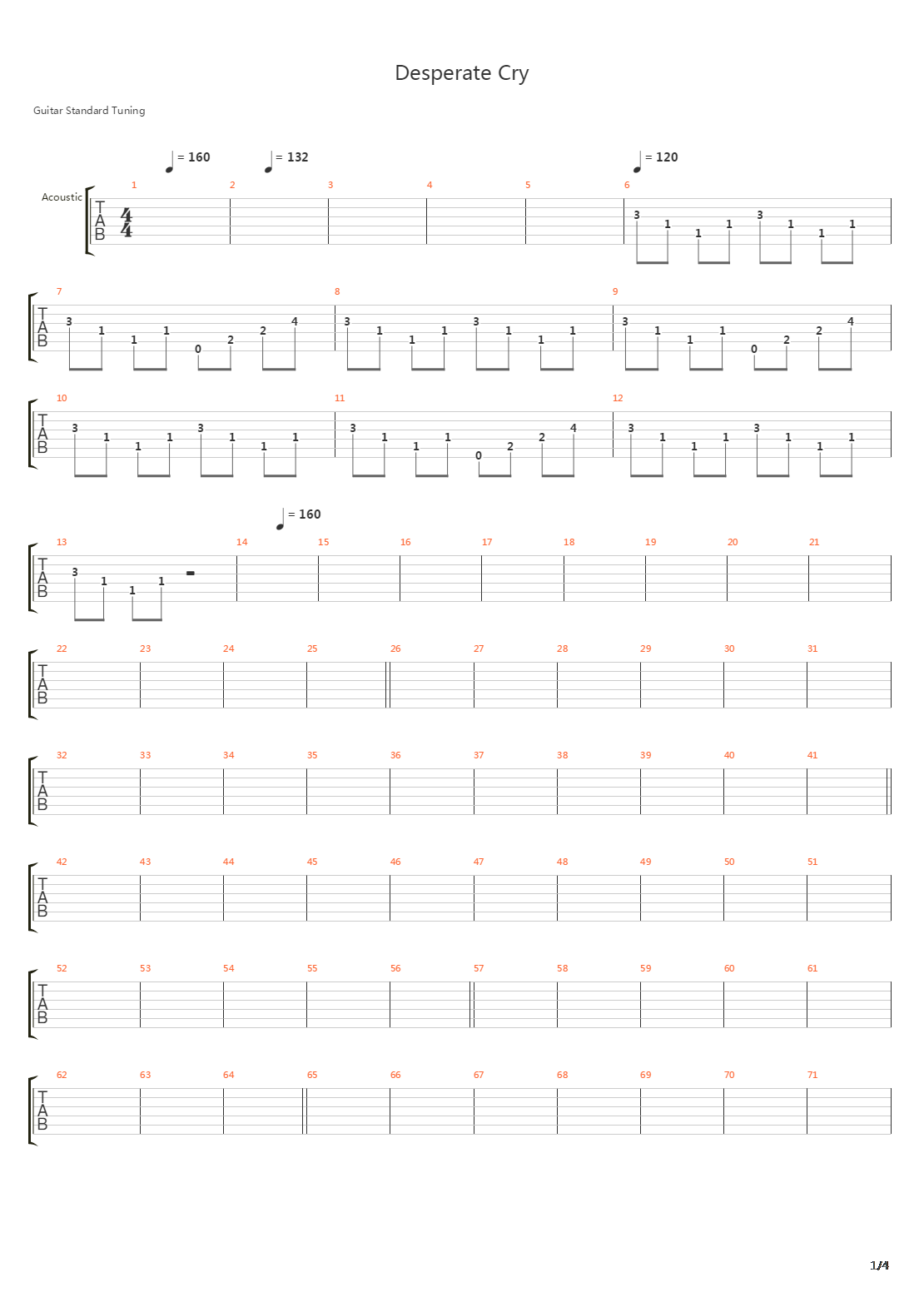 Desperate Cry吉他谱