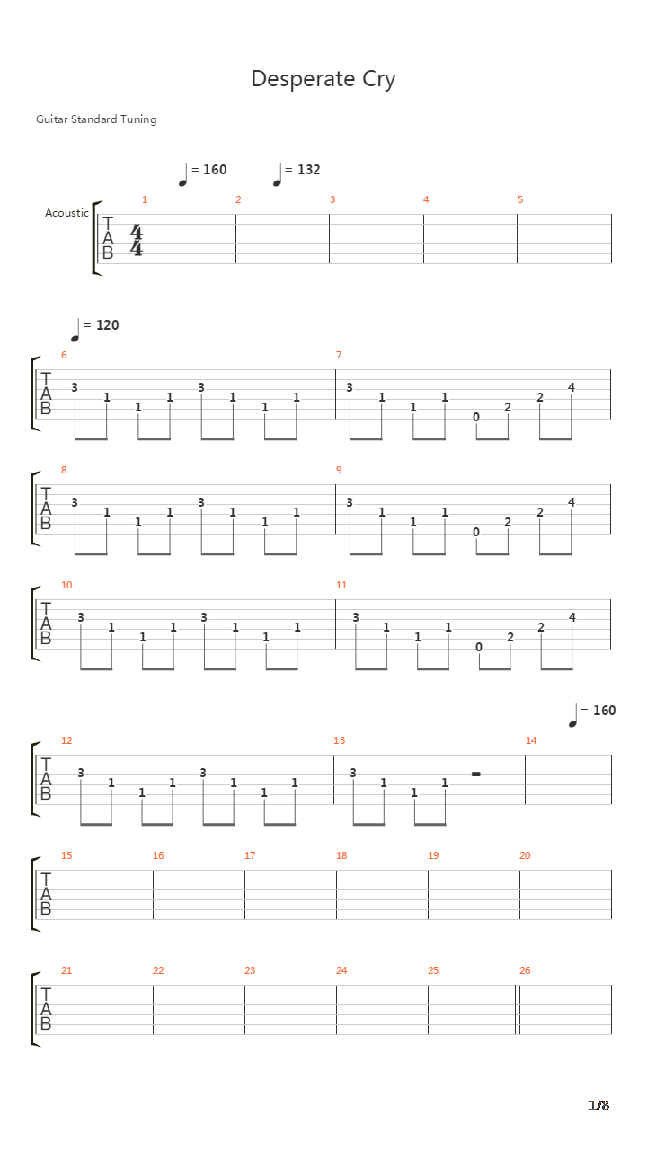Desperate Cry吉他谱