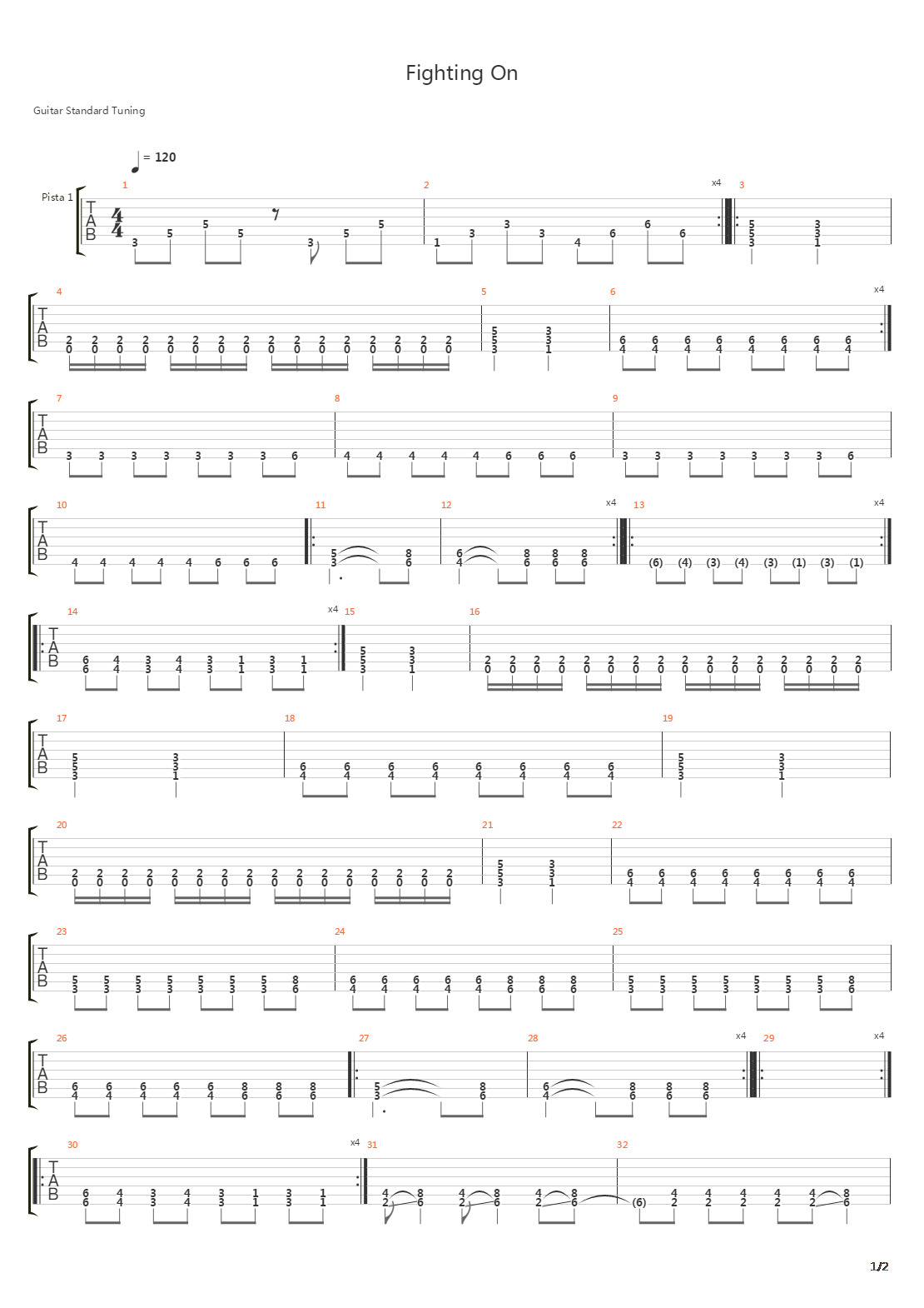 Fighting On吉他谱