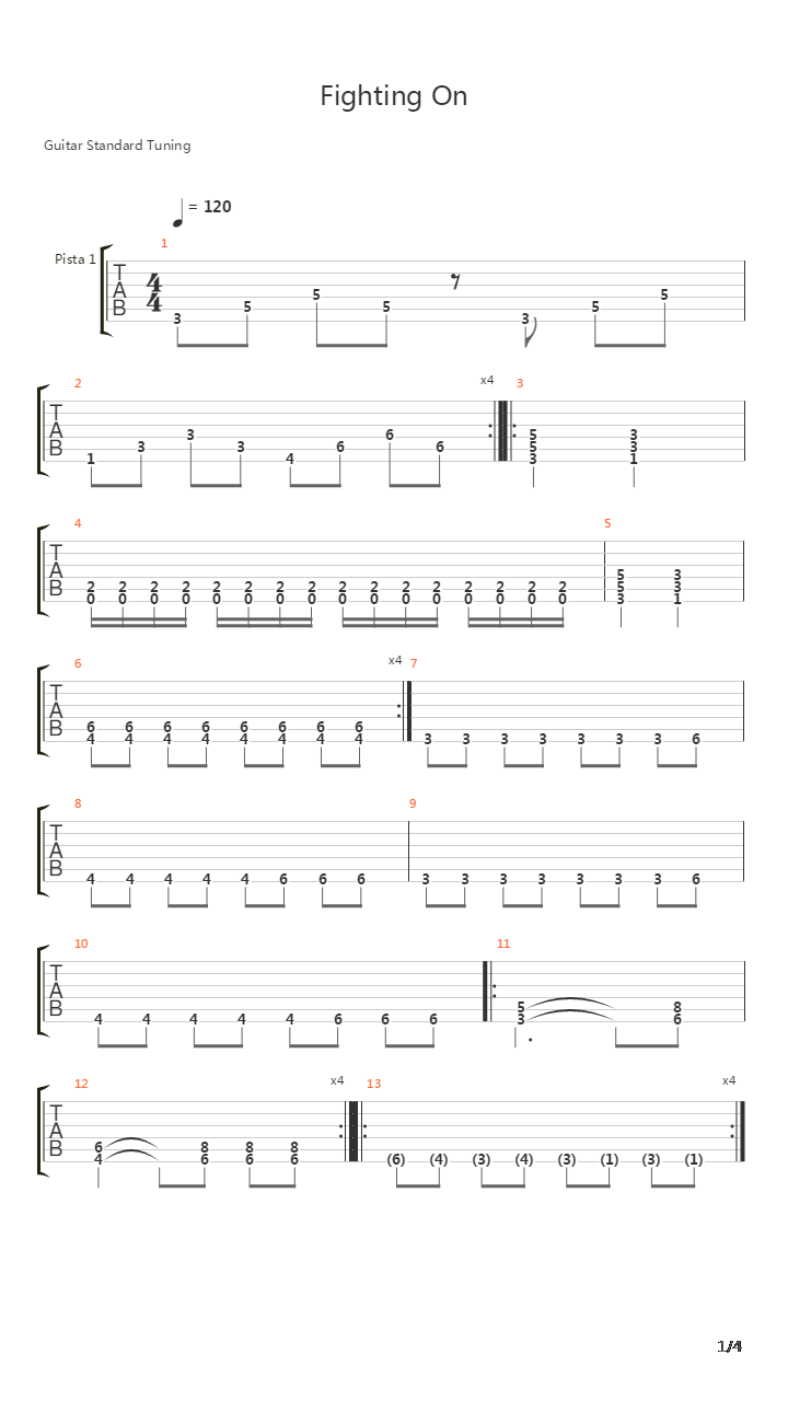 Fighting On吉他谱