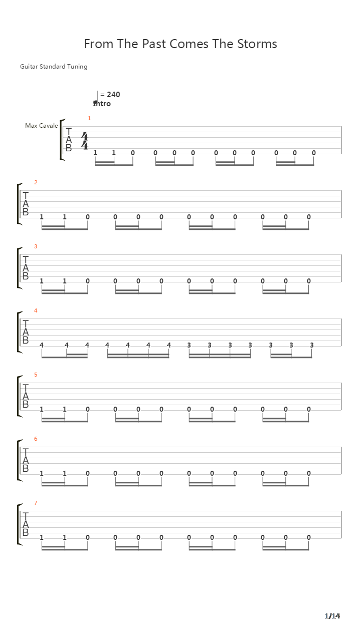 From The Past Comes The Storms吉他谱