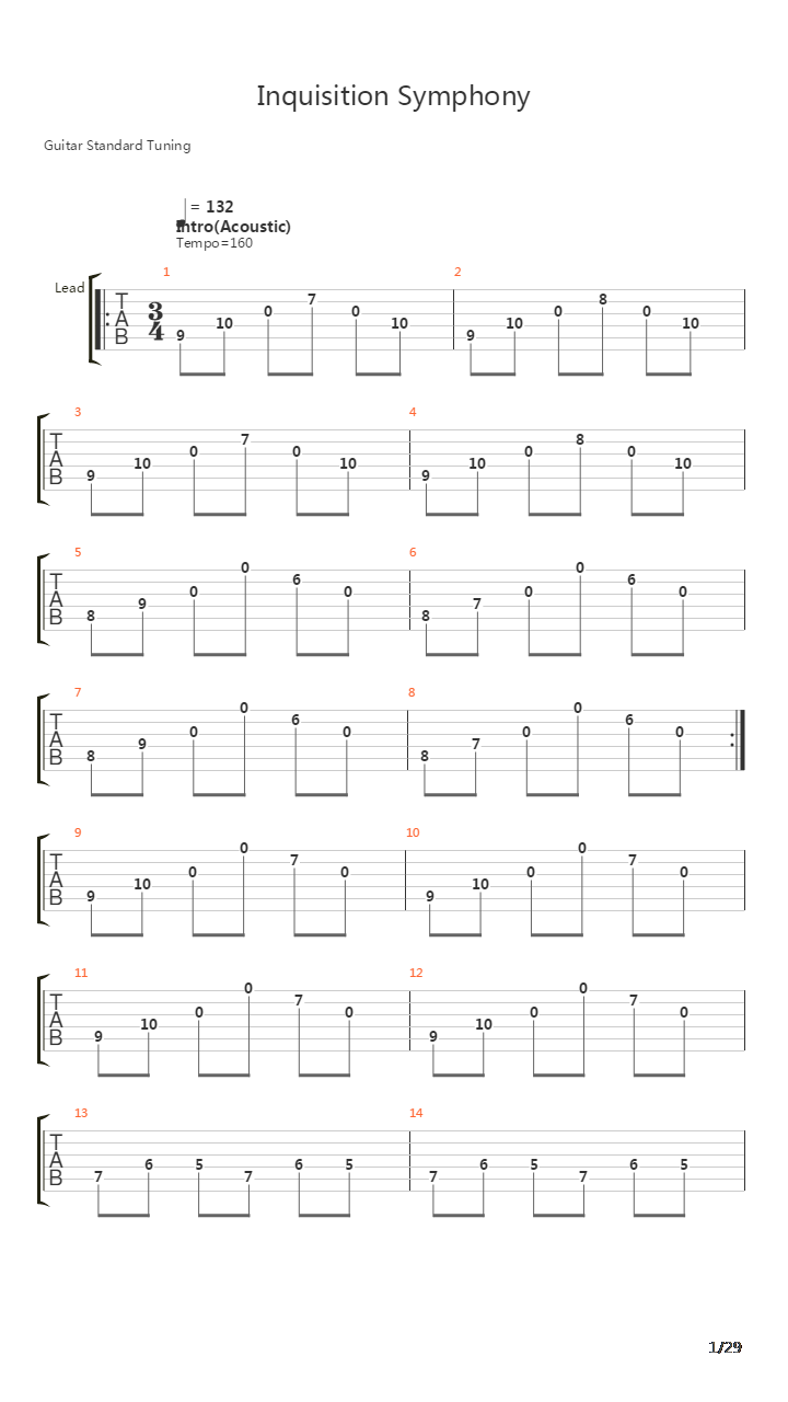 Inquisition Symphony吉他谱