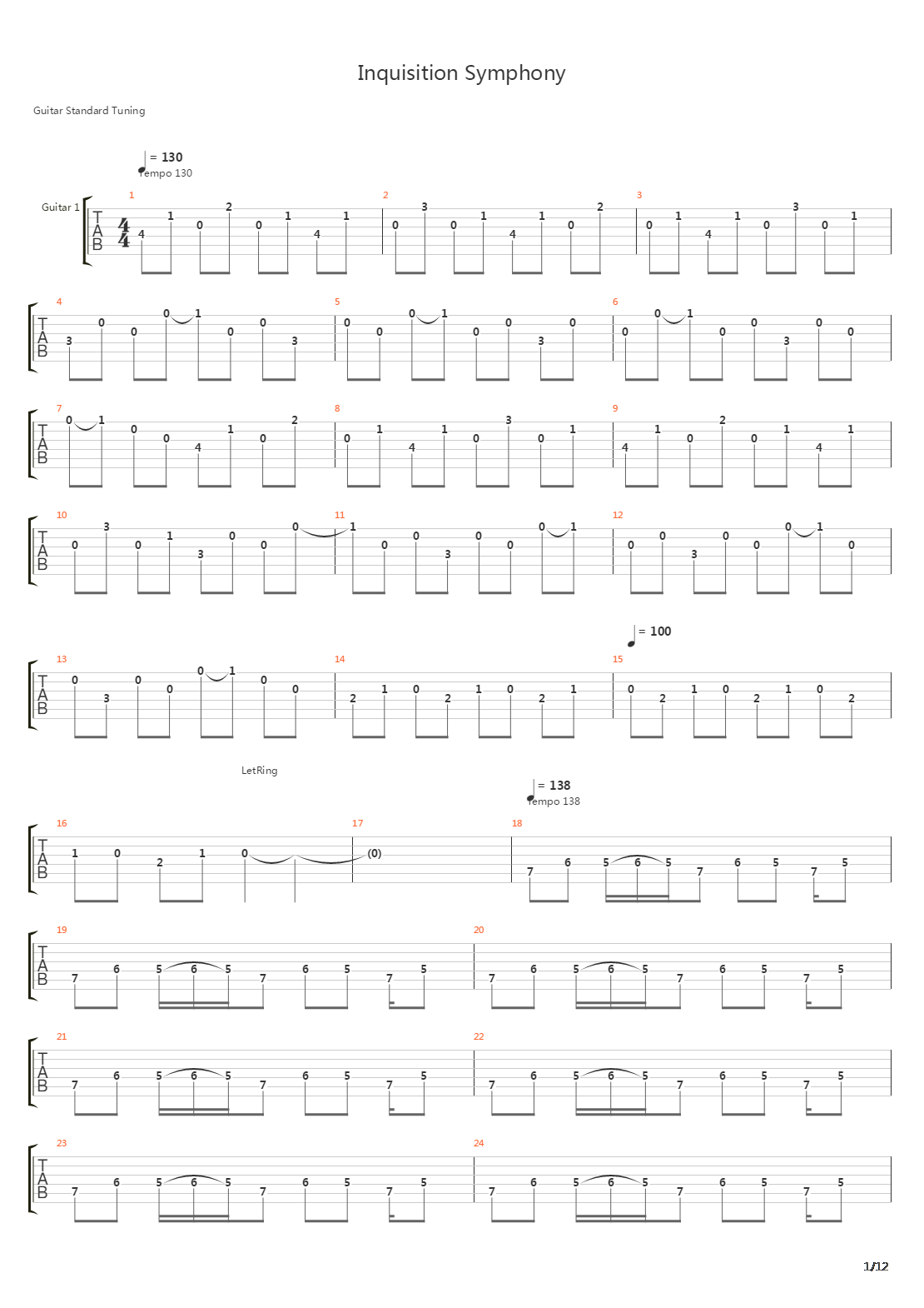 Inquisition Symphony吉他谱