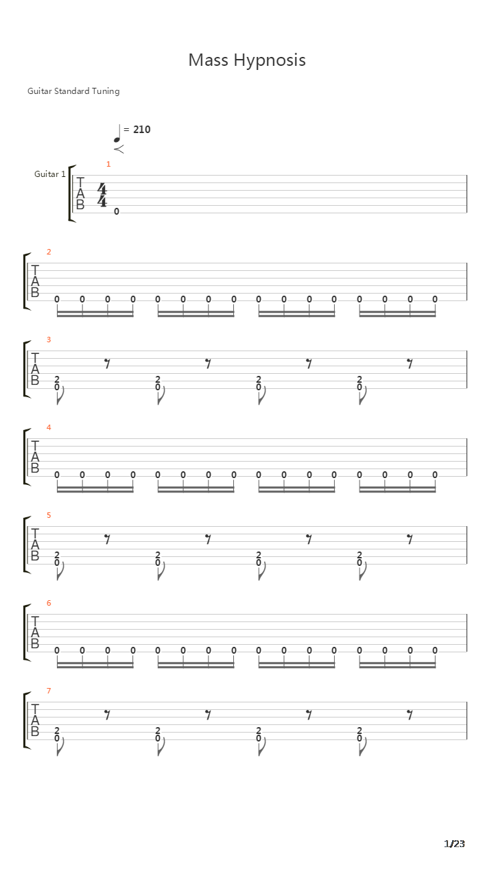 Mass Hypnosis吉他谱