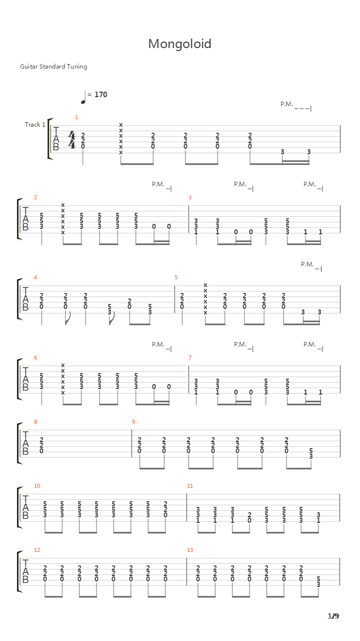 Mongoloid吉他谱