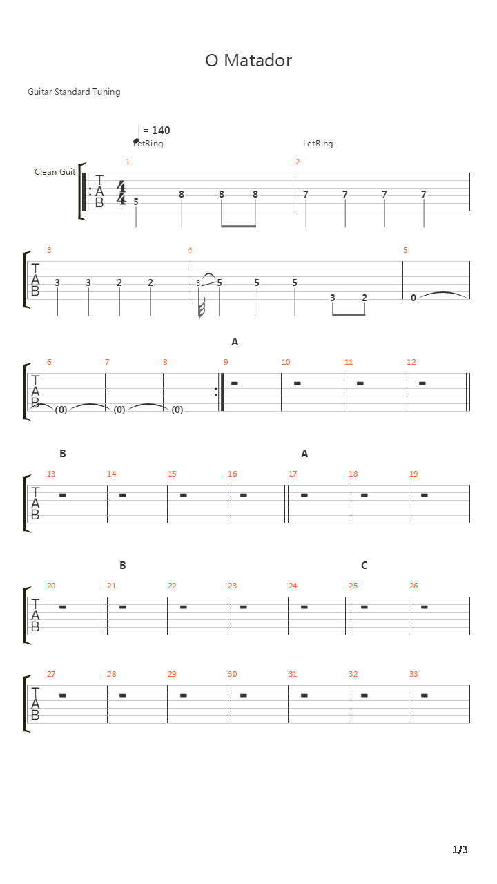 O Matador吉他谱