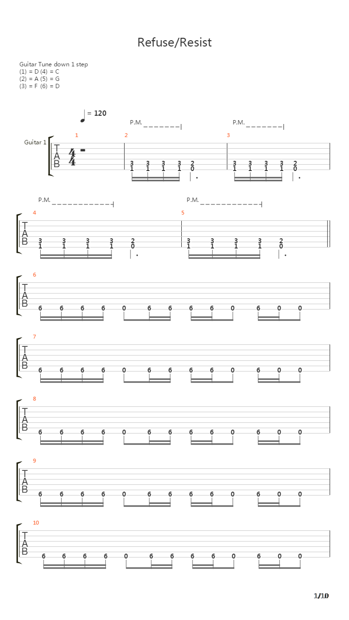 Refuse Resist吉他谱